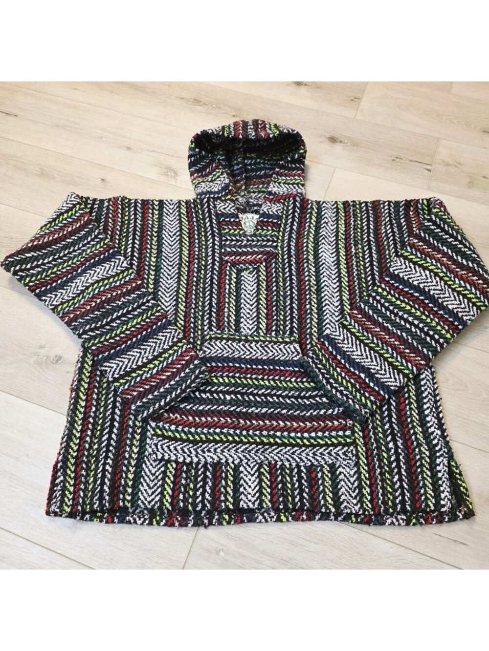 Earth Ragz Baja Joe Mexican Hippie Indie Boho Grunge Pullover Hoodie Sz Lg
